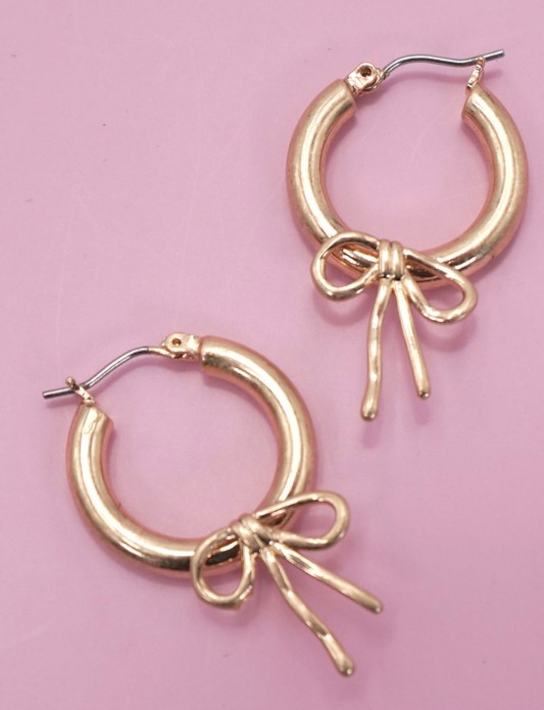 Golden Bow Hoop Earrings