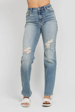 Load image into Gallery viewer, High Waisted Dad Straight Judy Blue Jeans
