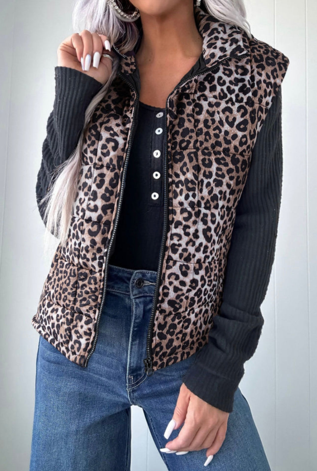 Leopard Puffer Vest