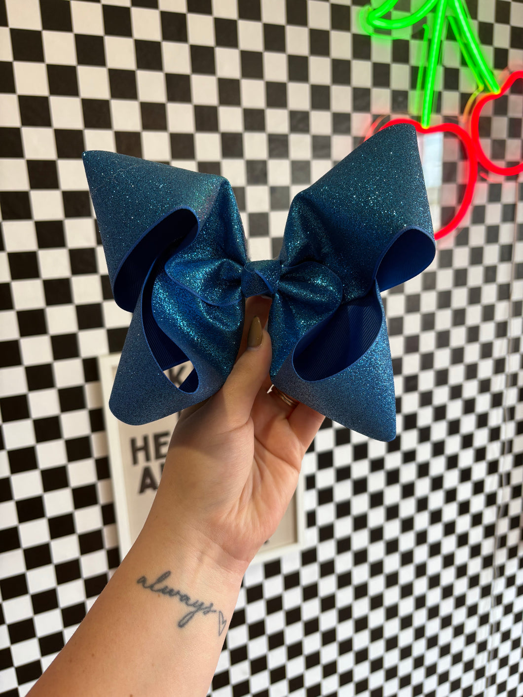 Large Blue Sparkle Bow