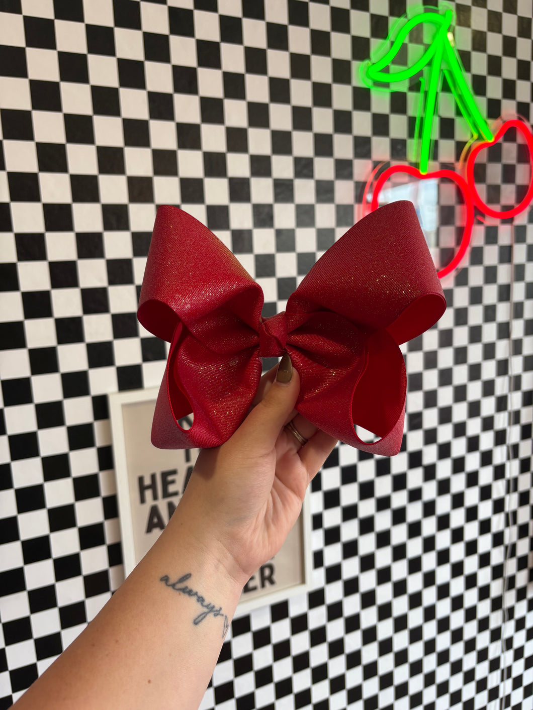 Large Red Sparkle Bow