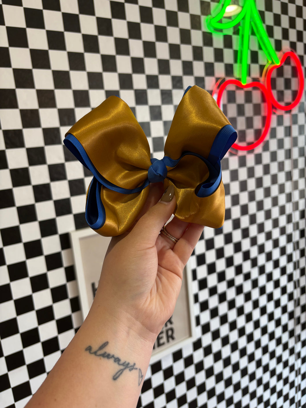 Small Blue + Gold Bow