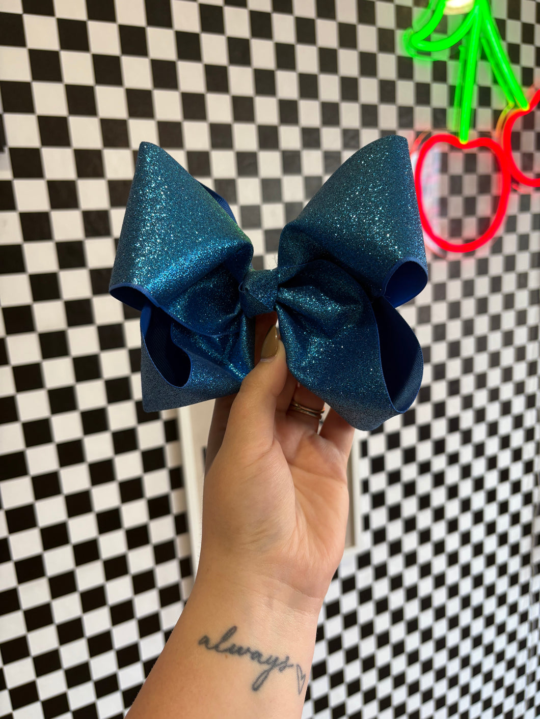 Medium Blue Sparkle Bow