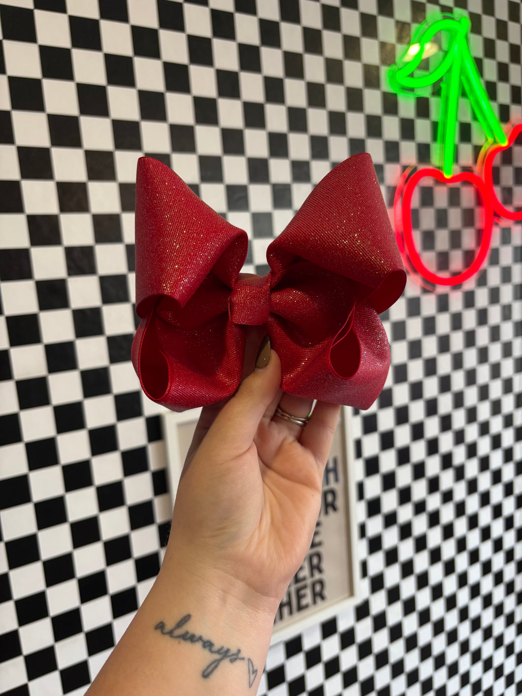 Medium Red Sparkle Bow