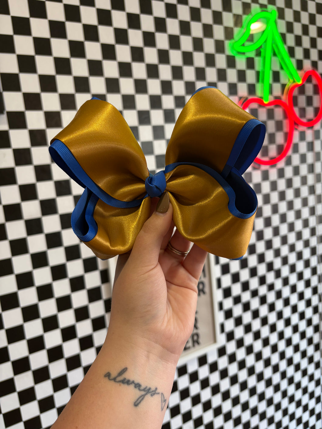 Medium Blue + Gold Bow