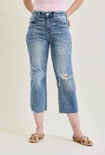 Load image into Gallery viewer, JUDY BLUE HIGH WAISTED DISTRESSED WIDE LEG CROPPED PANTS
