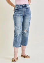 Load image into Gallery viewer, JUDY BLUE HIGH WAISTED DISTRESSED WIDE LEG CROPPED PANTS
