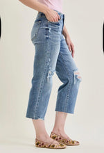 Load image into Gallery viewer, JUDY BLUE HIGH WAISTED DISTRESSED WIDE LEG CROPPED PANTS
