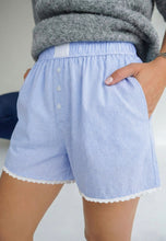 Load image into Gallery viewer, Blue Gingham Shorts w/ Pockets
