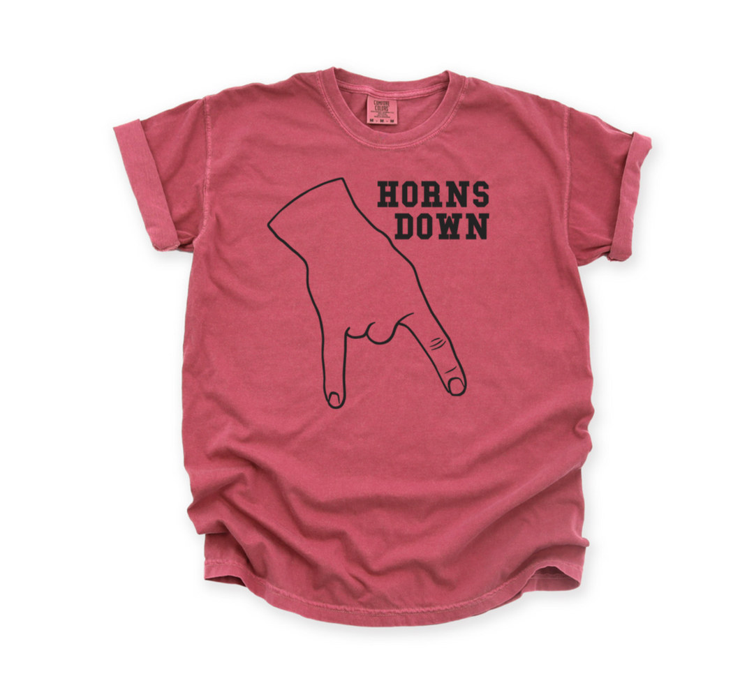 OG HORNS DOWN CRIMSON TEE