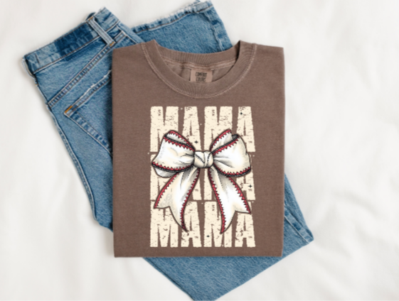 MAMA X4 DISTRESSED BASEBALL BOW