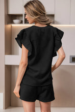 Load image into Gallery viewer, TEXTURED RUFFLE SLEEVE TOP AND SHORT SET
