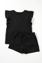 Load image into Gallery viewer, TEXTURED RUFFLE SLEEVE TOP AND SHORT SET
