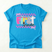 Load image into Gallery viewer, CHECKERED DOODLE BACK TO SCHOOL TEE

