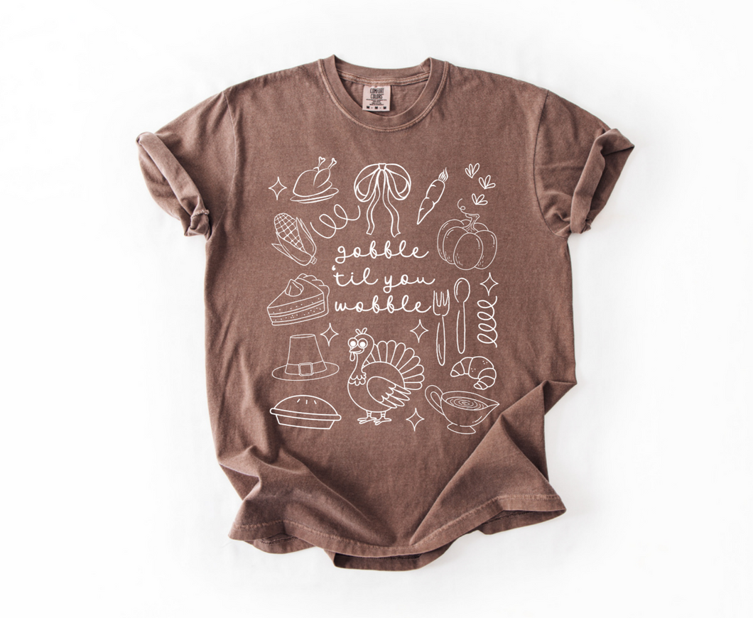 Gobble till you wobble doodle tee