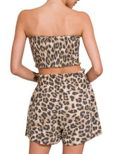 Load image into Gallery viewer, Leopard Smocked Tube Top &amp; Shorts Set
