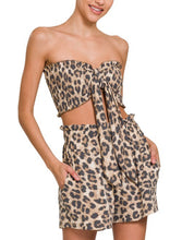 Load image into Gallery viewer, Leopard Smocked Tube Top &amp; Shorts Set
