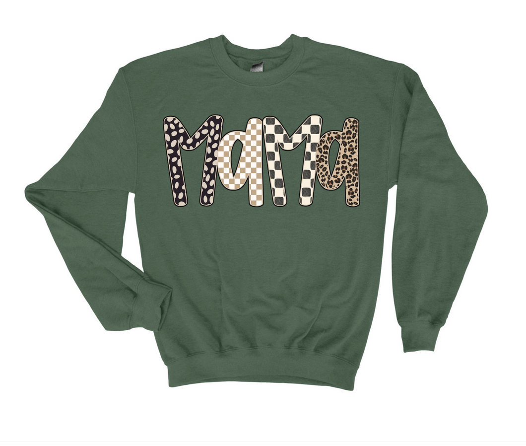 CHECKS & LEOPARD FALL MAMA SWEATSHIRT
