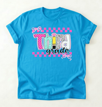 Load image into Gallery viewer, CHECKERED DOODLE BACK TO SCHOOL TEE
