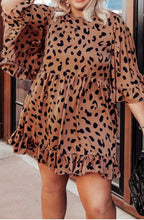 Load image into Gallery viewer, Leopard Babydoll Dress / Plus Size
