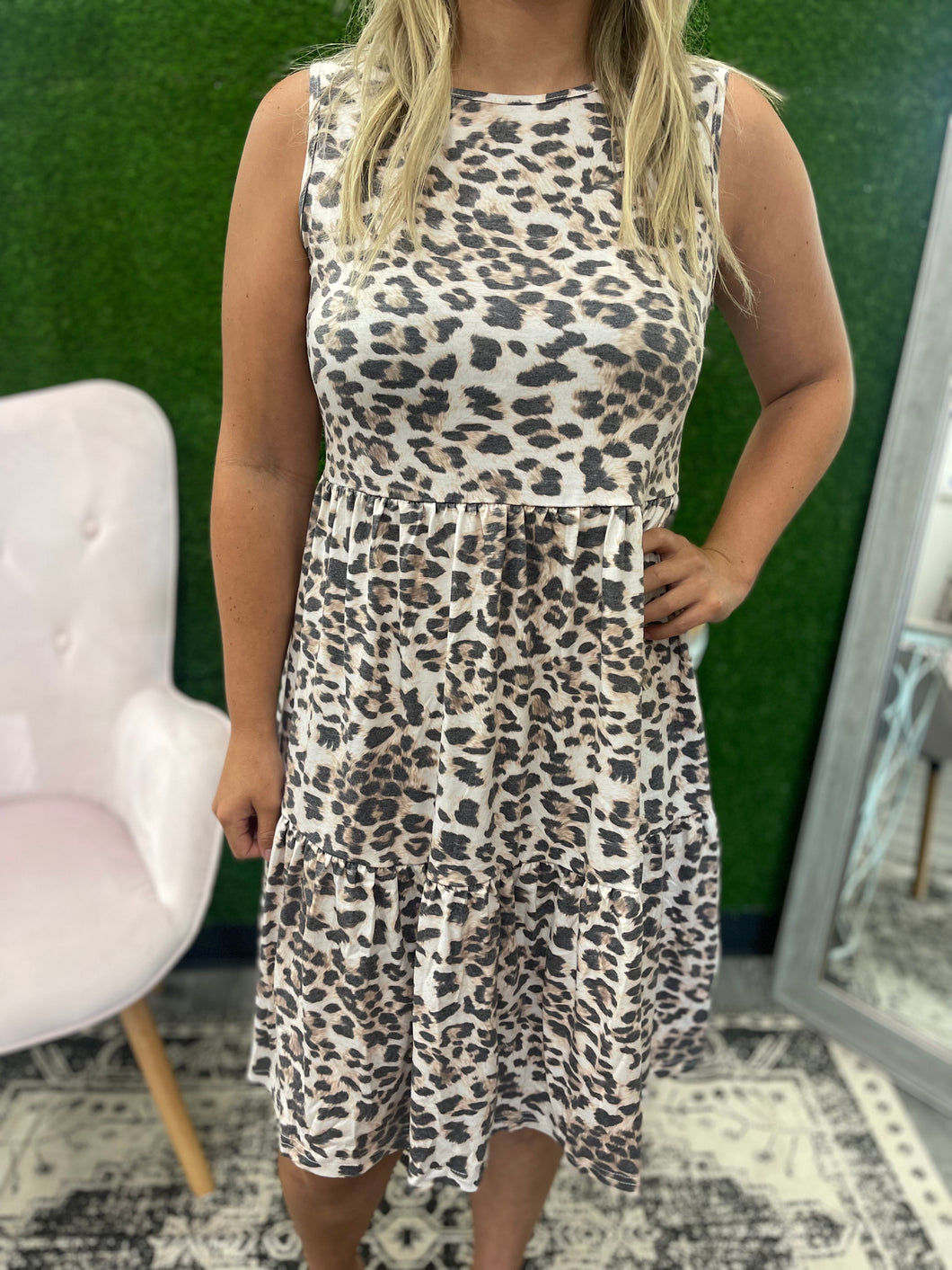 Tiered Leopard Tank Dress