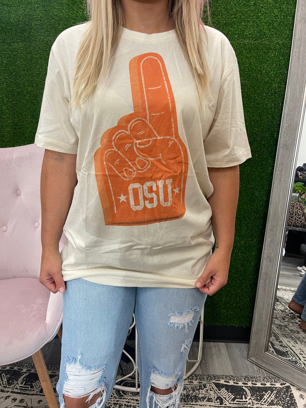 OSU foam finger oversized tee