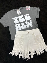 Load image into Gallery viewer, Sequin + Distressed Fringe Shorts
